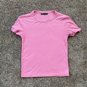 Zara Soft Pink Ribbed baby tee
